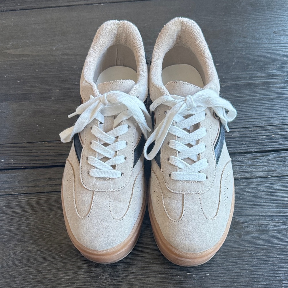 Madden Girl Cream and Black Athletic Sneakers